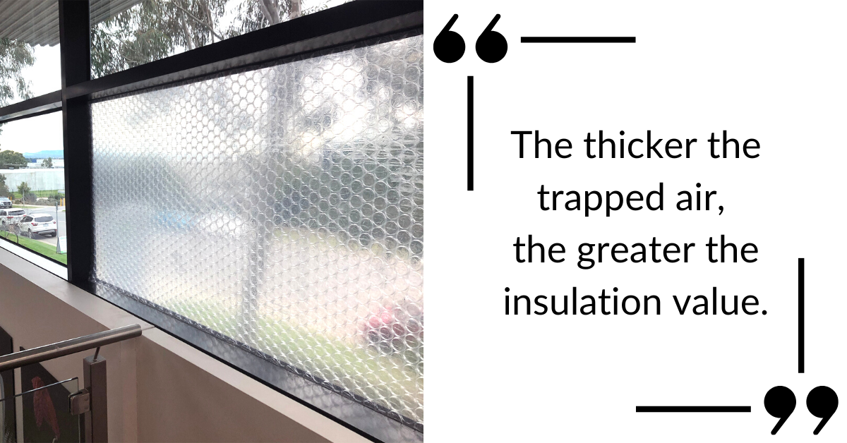 Bubble wrap insulation applied to windows